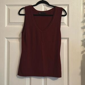 Maroon White House Black Market ribbed tank